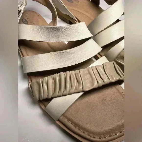 Dr. scholl’s sling back leather strappy sandal ruched square toe cushion 8,5 - Picture 4 of 9